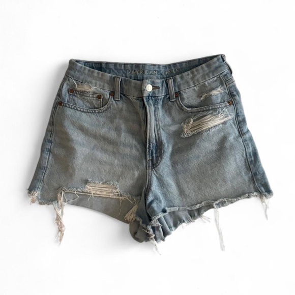 American Eagle Outfitters Blue Jean Shorts with Distressed Details - Picture 1 of 3